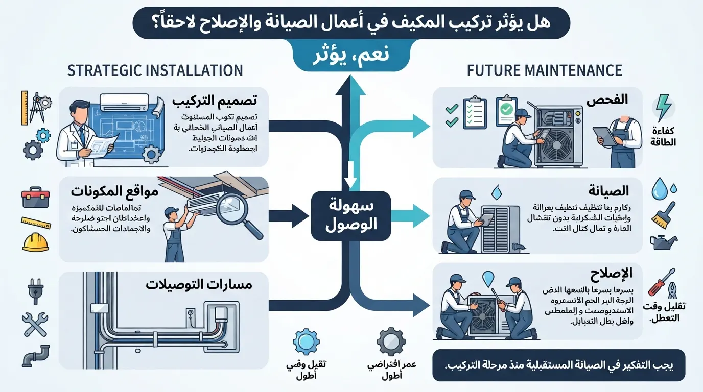 هل يؤثر تركيب المكيف في أعمال الصيانة والإصلاح لاحقاً؟